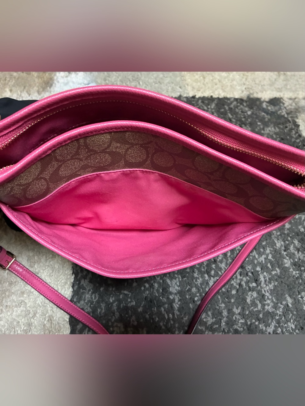 Coach Signature File Bag - Brown/Tan/Raspberry 10x12.5 - Picture 9 of 12